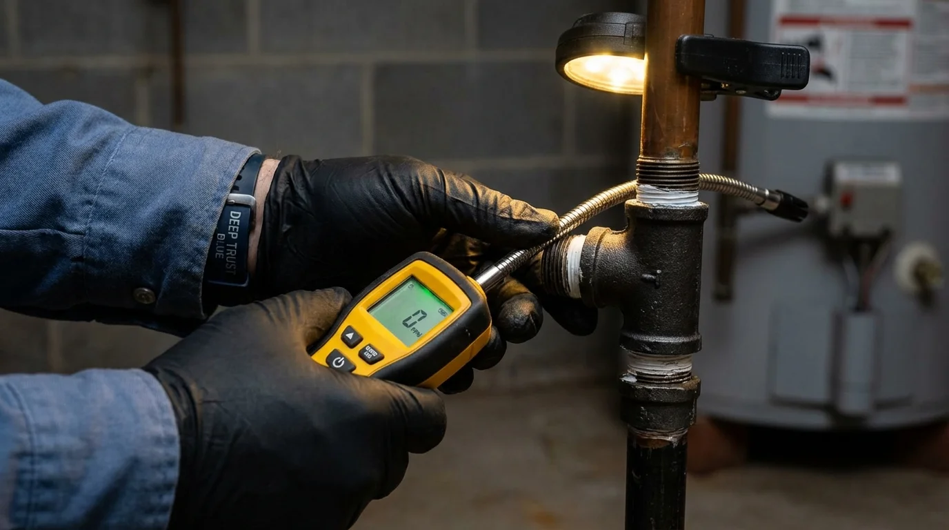 Gas leak detection with electronic sniffer by Johns Plumbing LLC in Lake Jackson