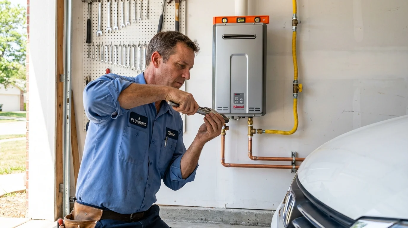 Tankless water heater installation by a Johns Plumbing LLC plumber in Lake Jackson